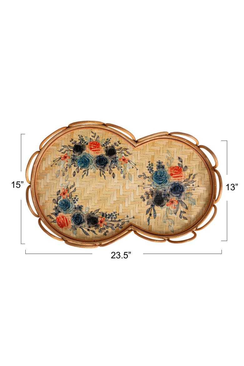 Floral Fantasy Rattan Tray, Alternate, color, Multicolor