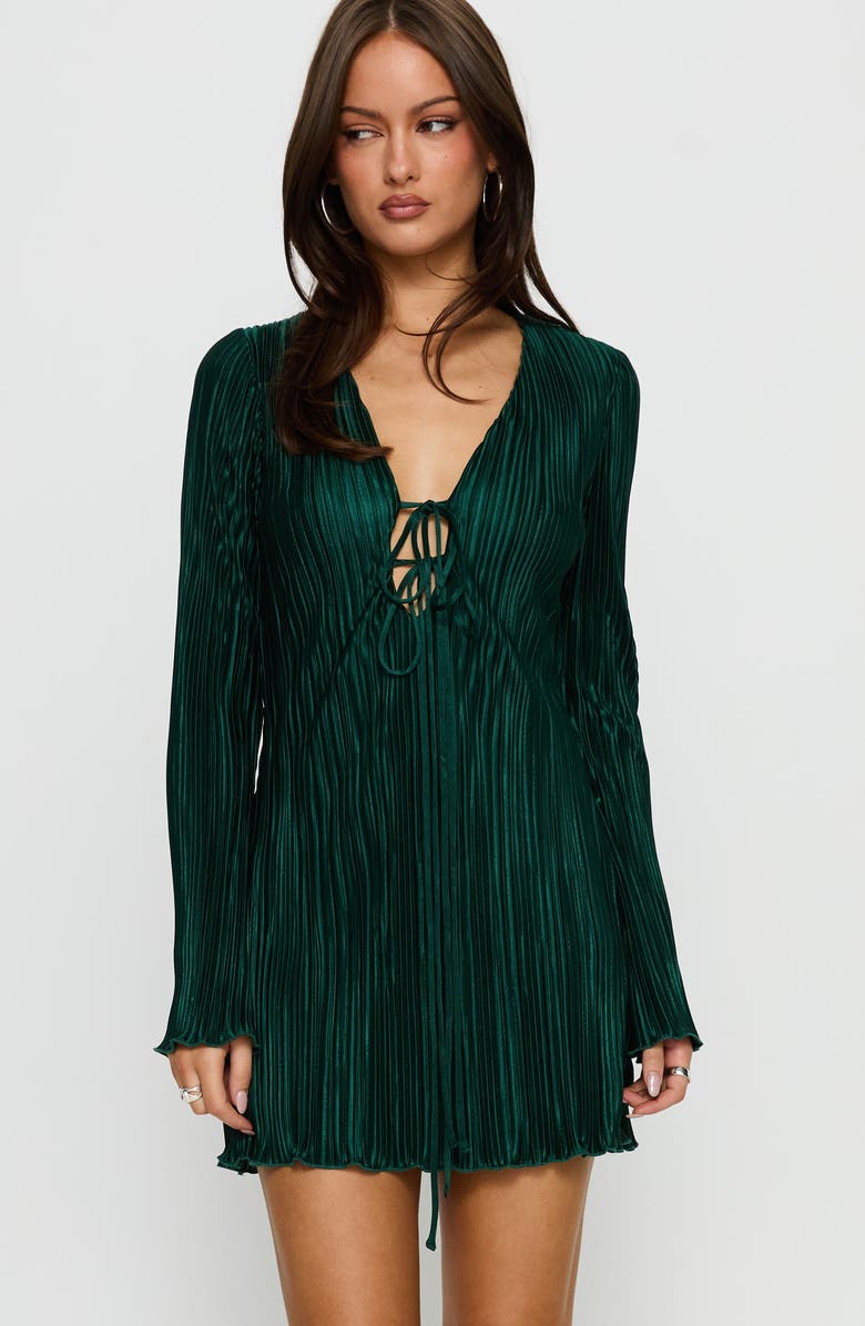 Princess Polly Malop Plissé Long Sleeve Minidress, Alternate, color,