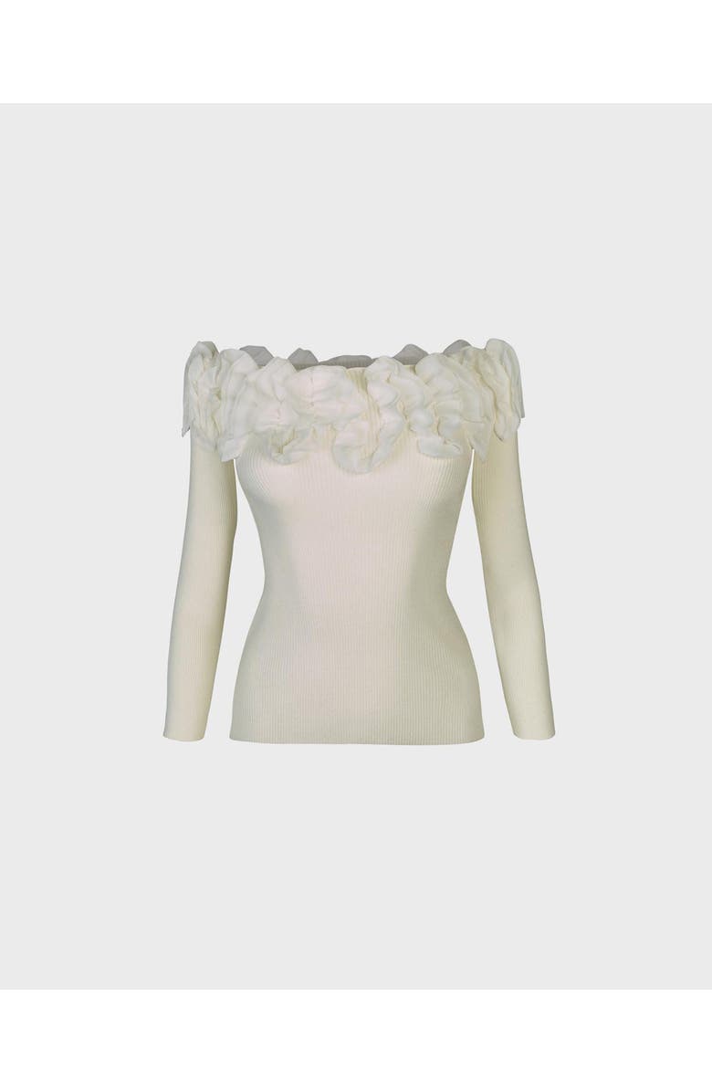 Anne Fontaine Feda 3/4 Sleeve Pullover Knit, Main, color, Moon White