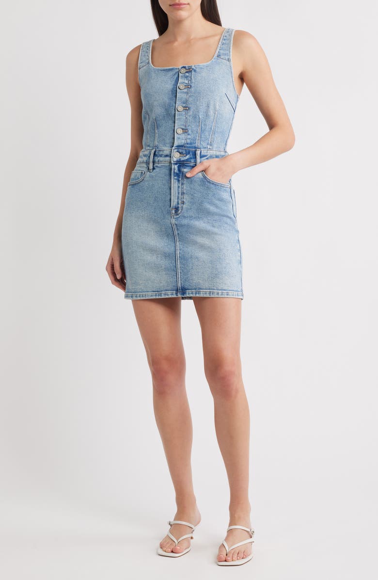 HIDDEN JEANS Sleeveless Denim Minidress, Main, color, Med.wash