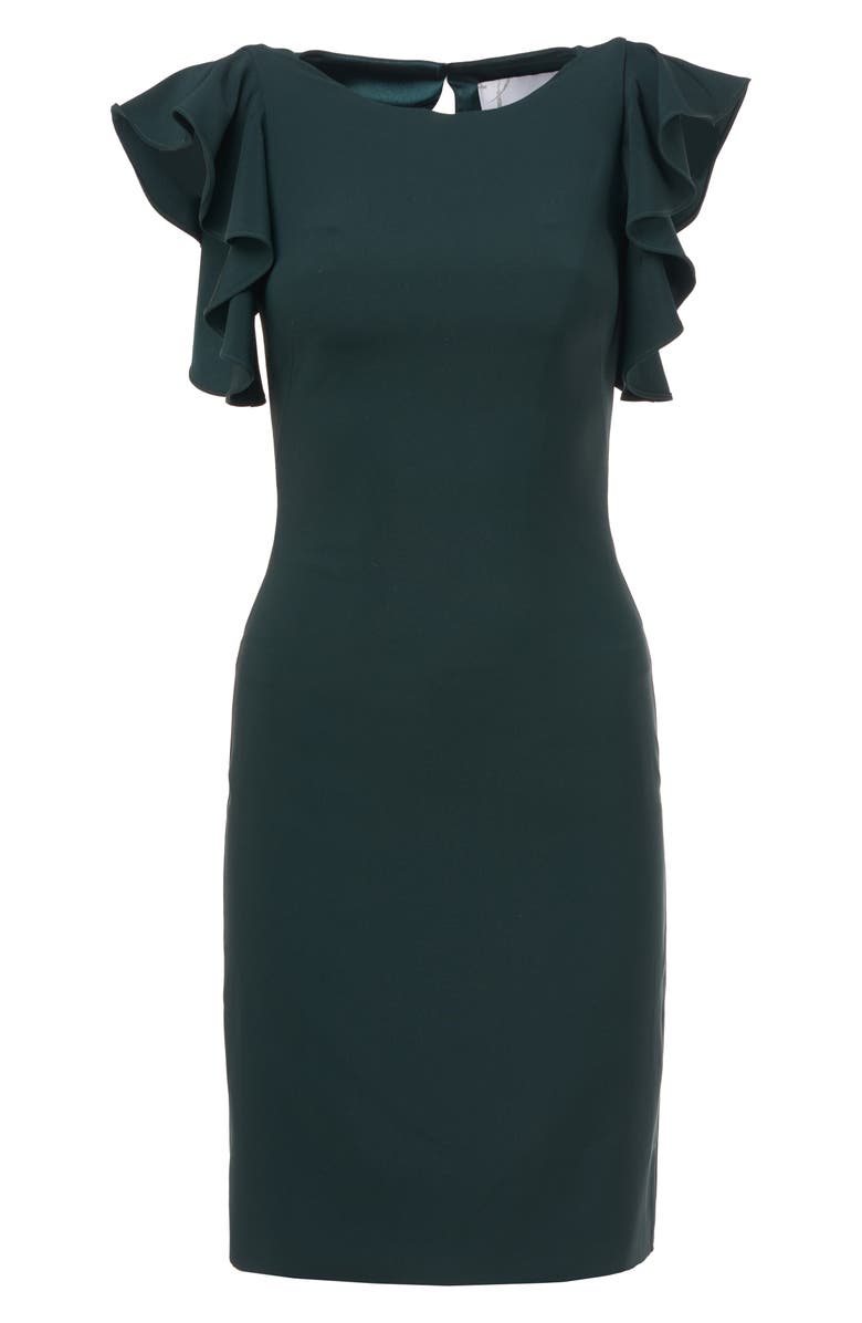 Love by Theia Ruffle Framed Crepe Cocktail Dress, Alternate, color,