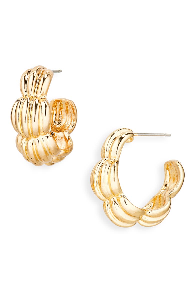 Scallop Textured Hoop Earrings, Main, color, GOLD