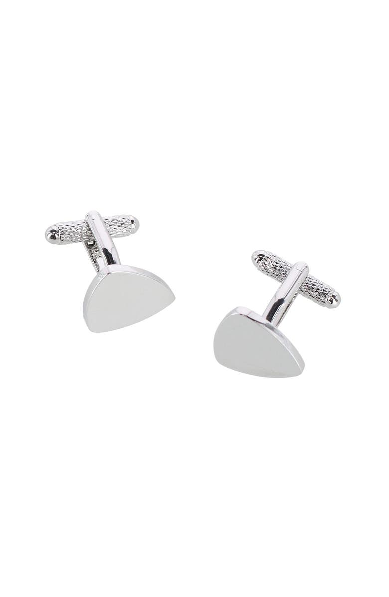 Trafalgar Stefano Shield Brass Cufflinks, Main, color, Silver