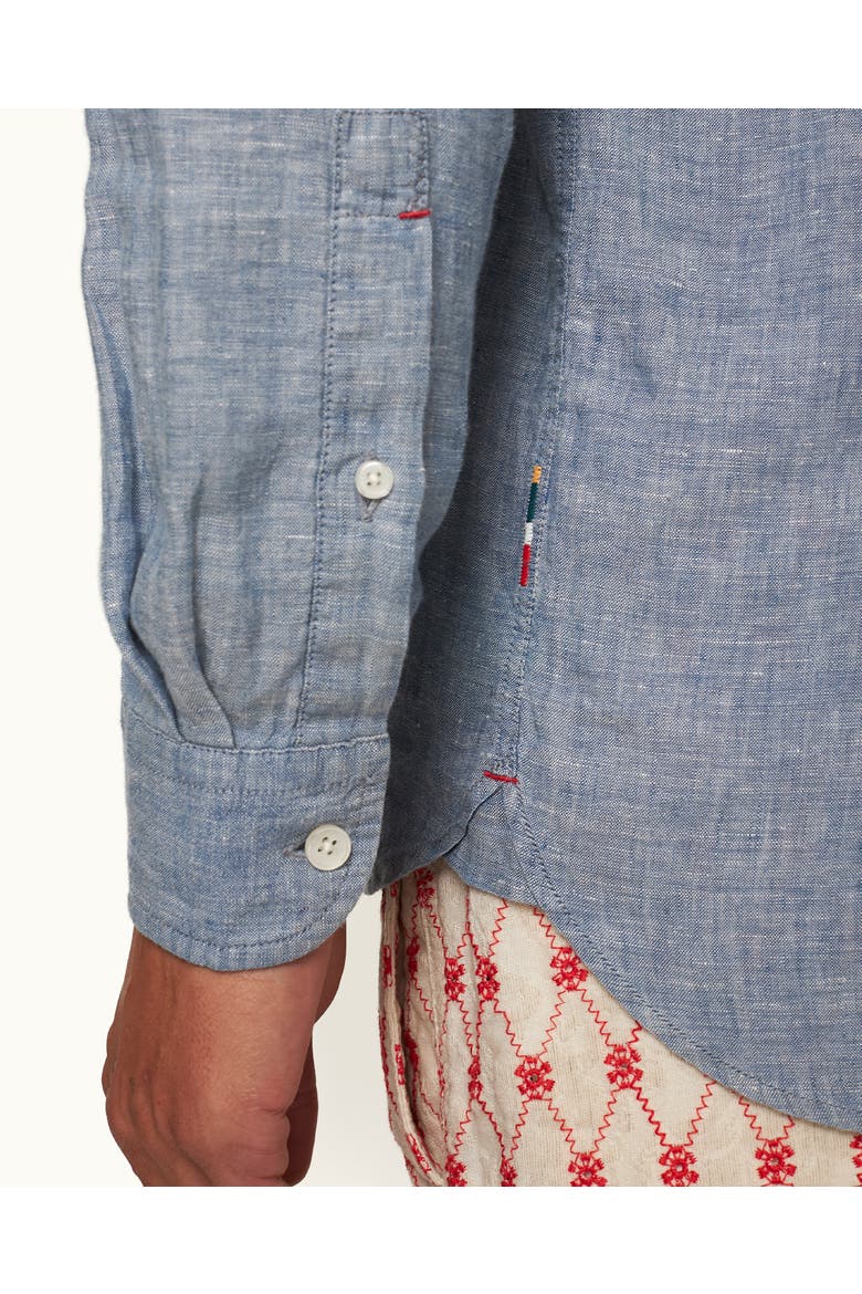 Justin Lino Classic-Fit Linen Shirt, Alternate, color, Light Bergamo Blue