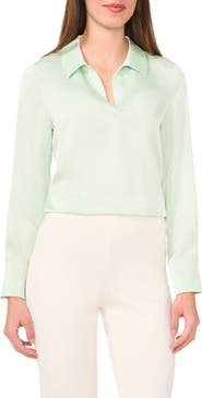Halogen® Satin Johnny Collar Popover Top