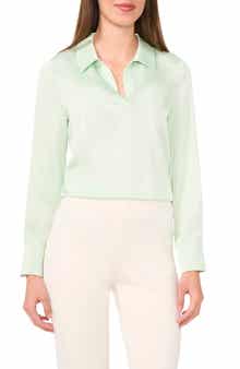 Halogen® Satin Johnny Collar Popover Top