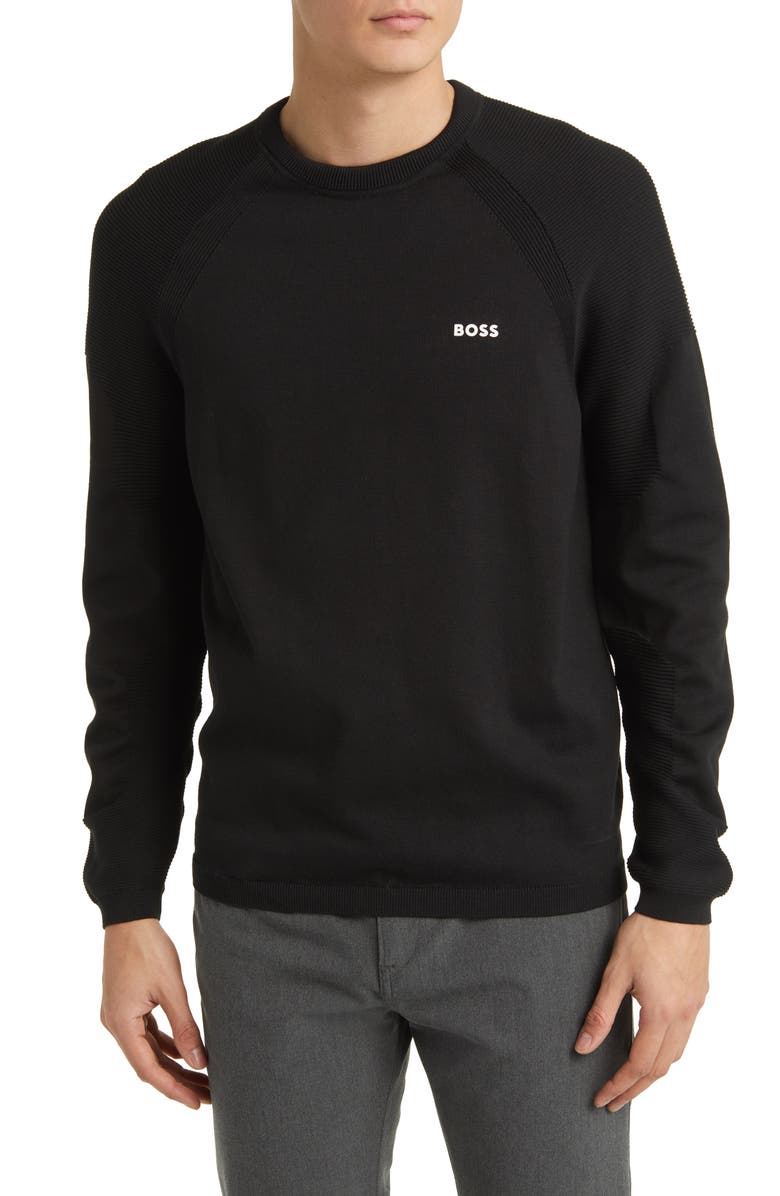 BOSS Perform-X Crewneck Sweater, Main, color, Black