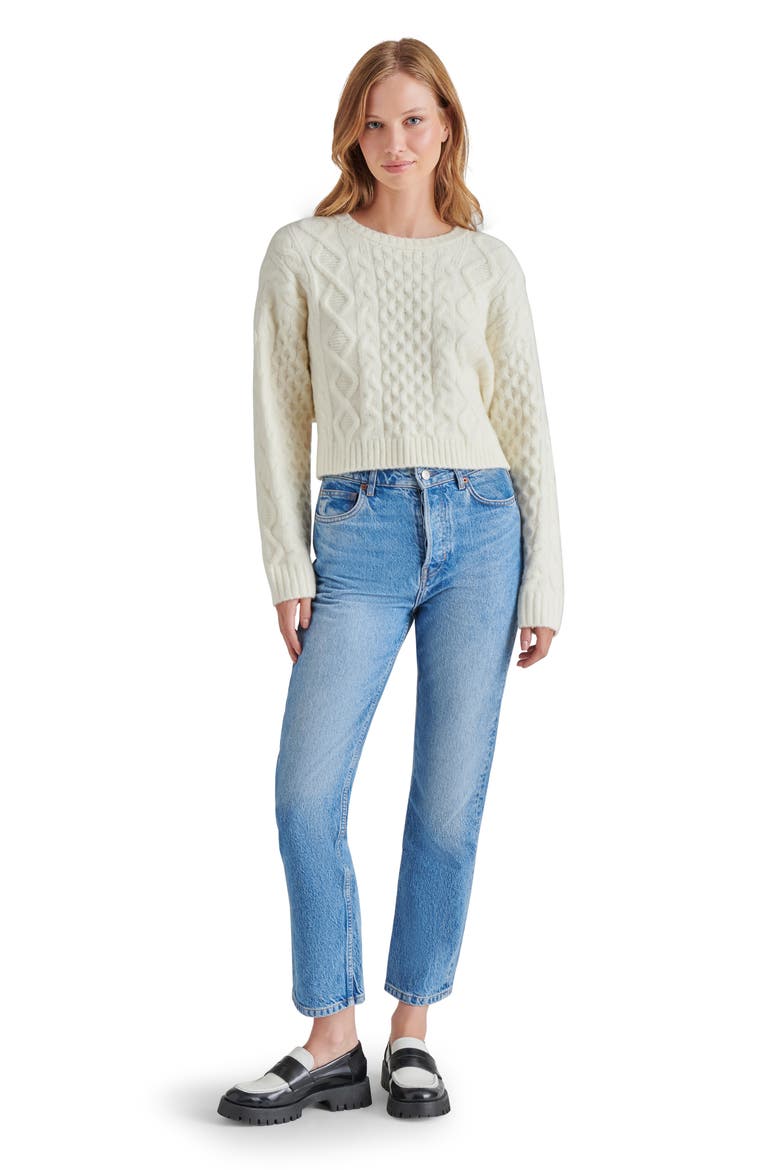 Kessie Tie Back Cable Stitch Sweater, Alternate, color, WHISPER WHITE