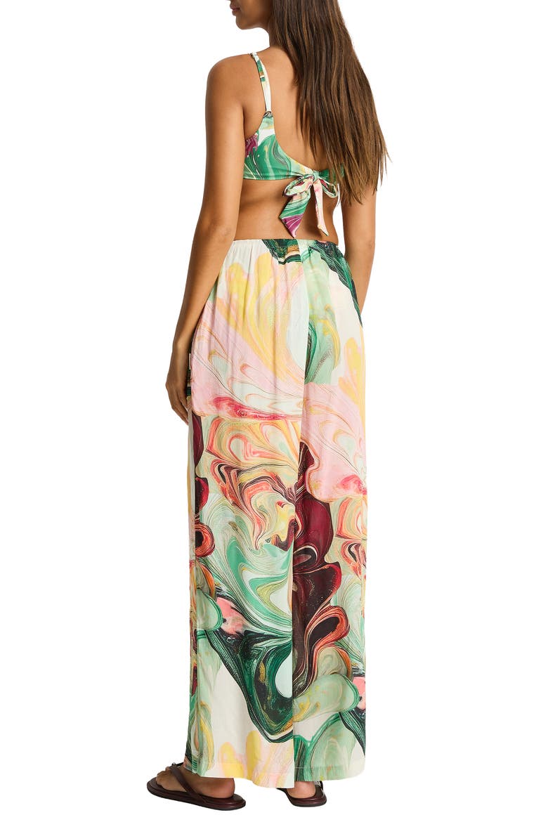 Marbleized Print Cover-Up Pants, Alternate, color, MOSS