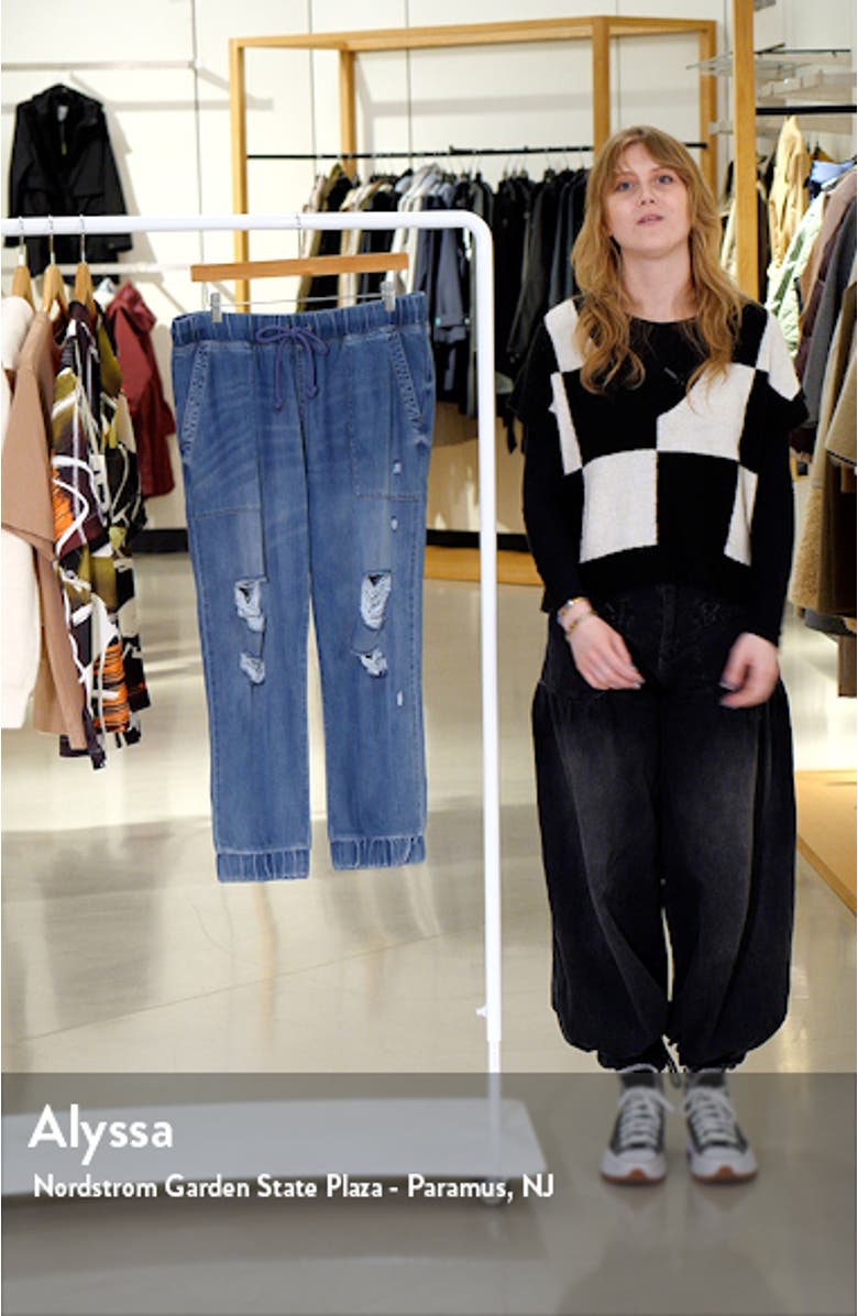 Ripped High Waist Denim Joggers, sales video thumbnail