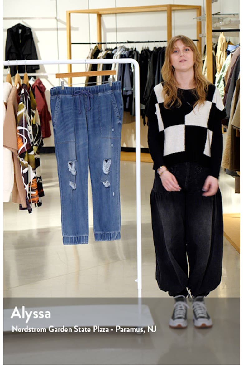 Ripped High Waist Denim Joggers video