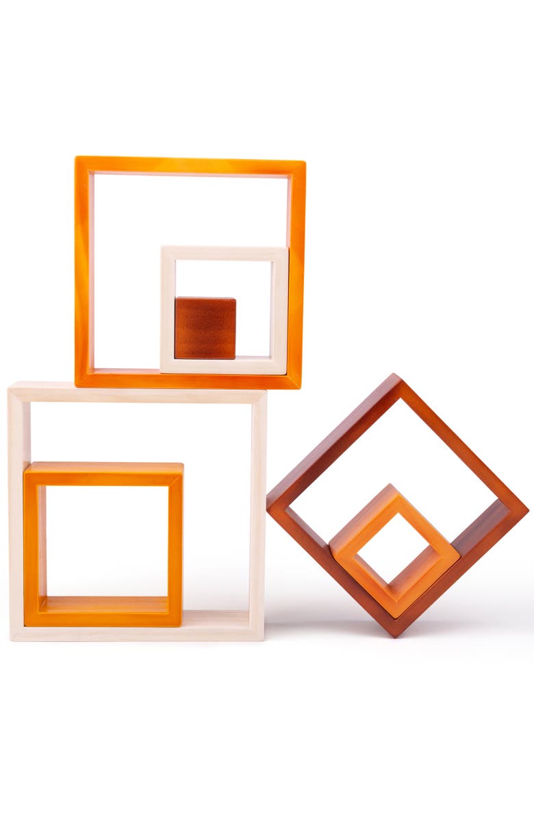 Bigjigs Toys Natural Wooden stacking squares, Main, color,