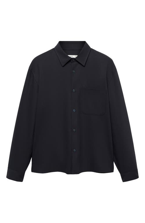 Mango Regular Fit Stretch Button-up Shirt In Dark Navy