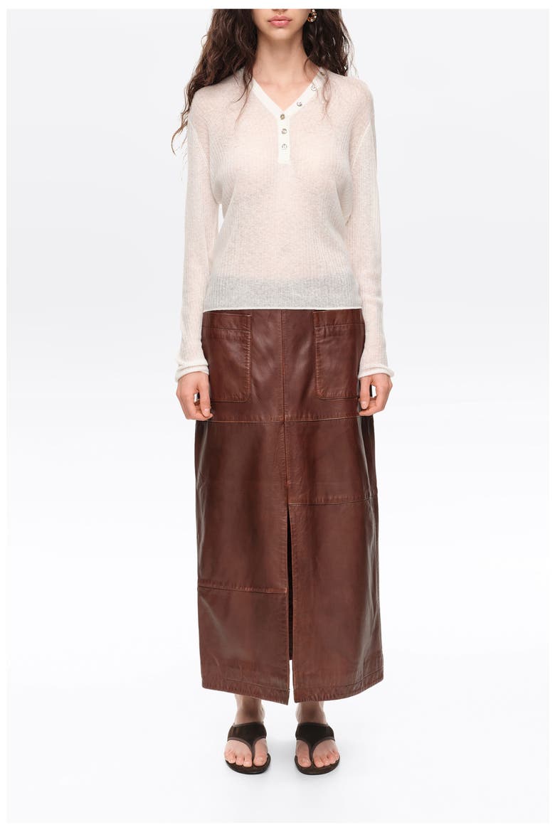 Ribbed Sweater with Buttoned V-Neckline, Alternate, color, IVORY