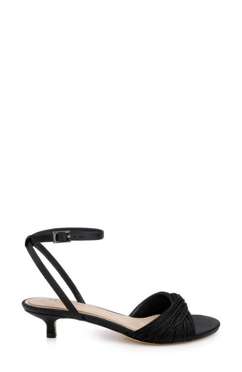Jewel Badgley Mischka Nance Ankle Strap Kitten Heel Sandal In Black Satin
