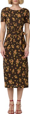 Diane von Furstenberg Mandy Floral Wrap Waist Midi Dress