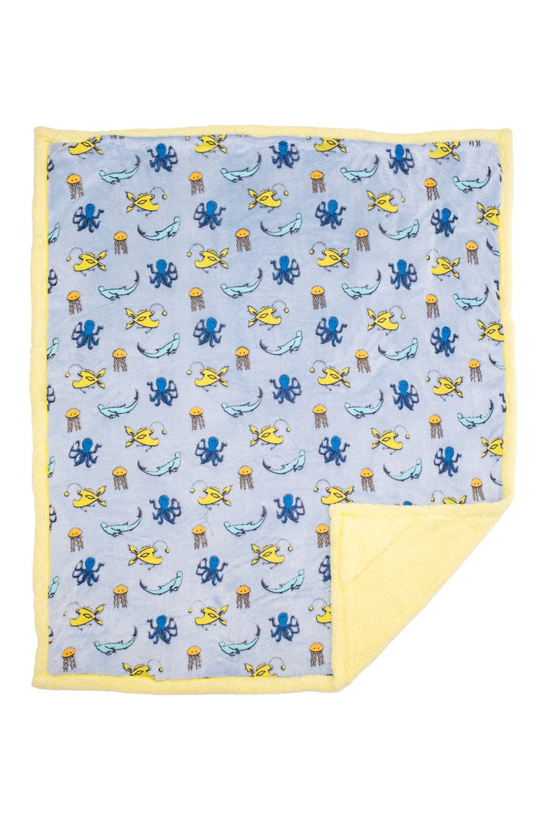 Glow in the Dark Print Reversible Fleece Baby Blanket, Alternate, color, EVERYTHING PRIMROSE