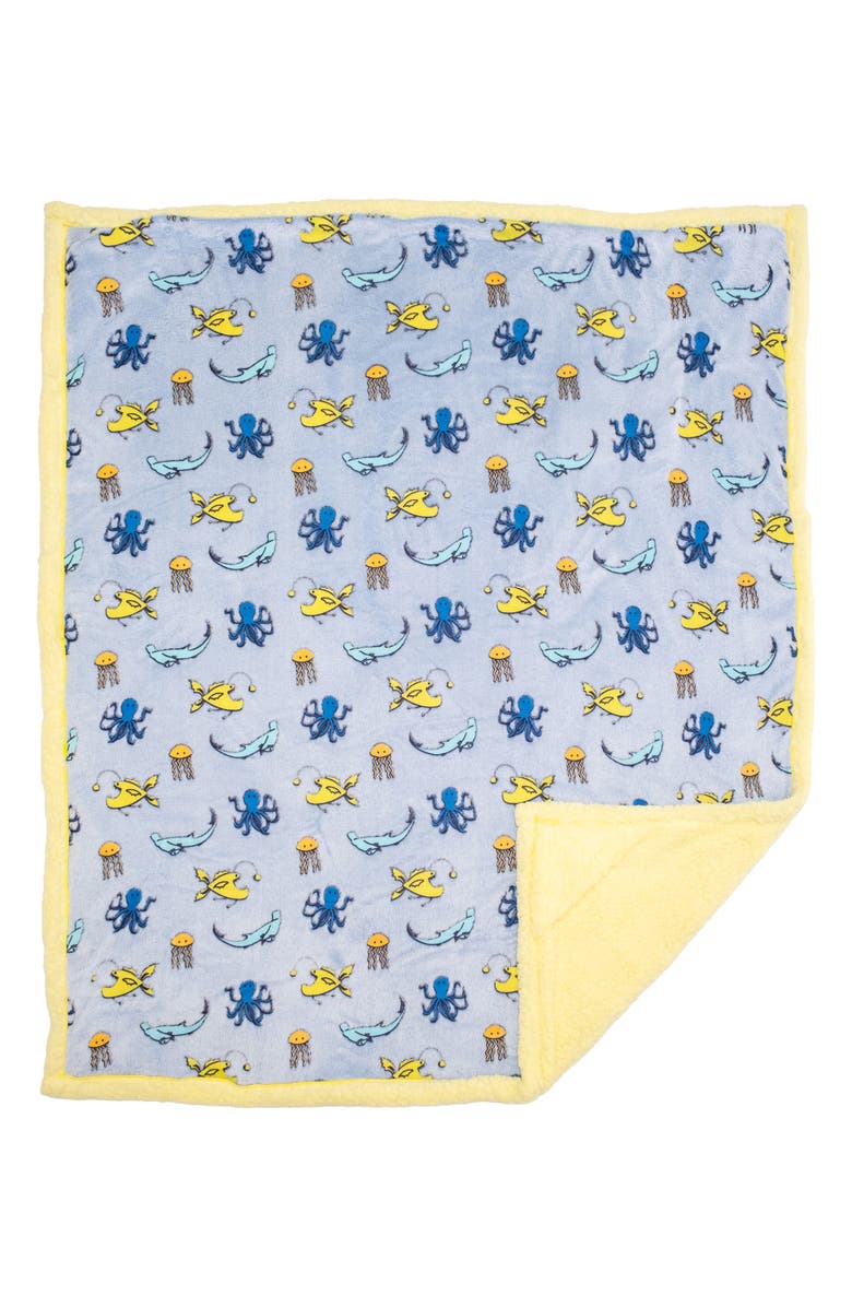 mimish Glow in the Dark Print Reversible Fleece Baby Blanket, Alternate, color, Everything Primrose