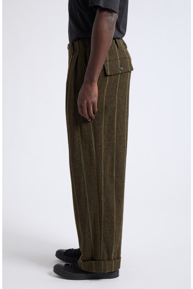 Hem Mackin 2-Tuck Pleated Stripe Wool Blend Pants, Alternate, color, KHAKI