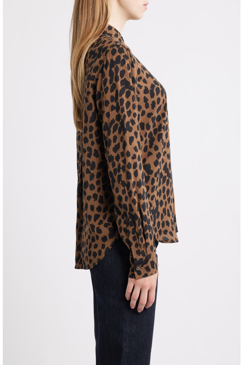 Josephine Leopard Print Button-Up Shirt, Alternate, color, TEAK SPOTTED
