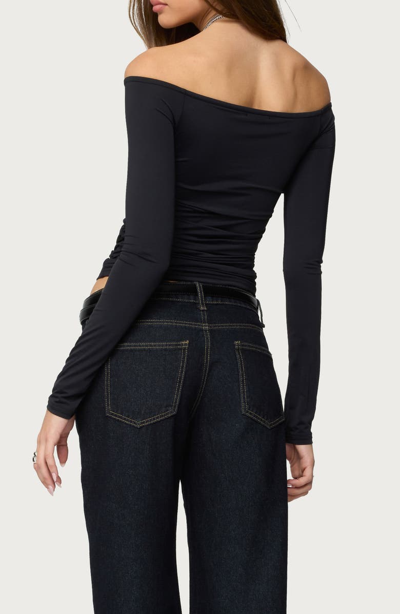 EDIKTED Halle Abstract Wavy Hardware Off the Shoulder Top, Alternate, color, 