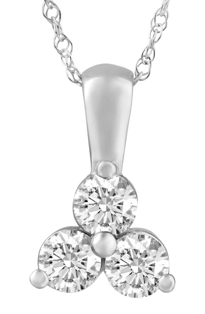 Bliss Diamond 2 Ct TW Diamond 3-Stone Pendant in 14k Gold Necklace Lab Grown, Main, color, 