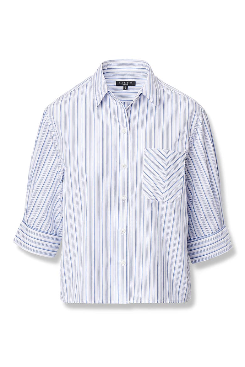 Lucia Stripe Cotton Poplin Button-Up Shirt, Alternate, color, BABY BLUE STRIPE