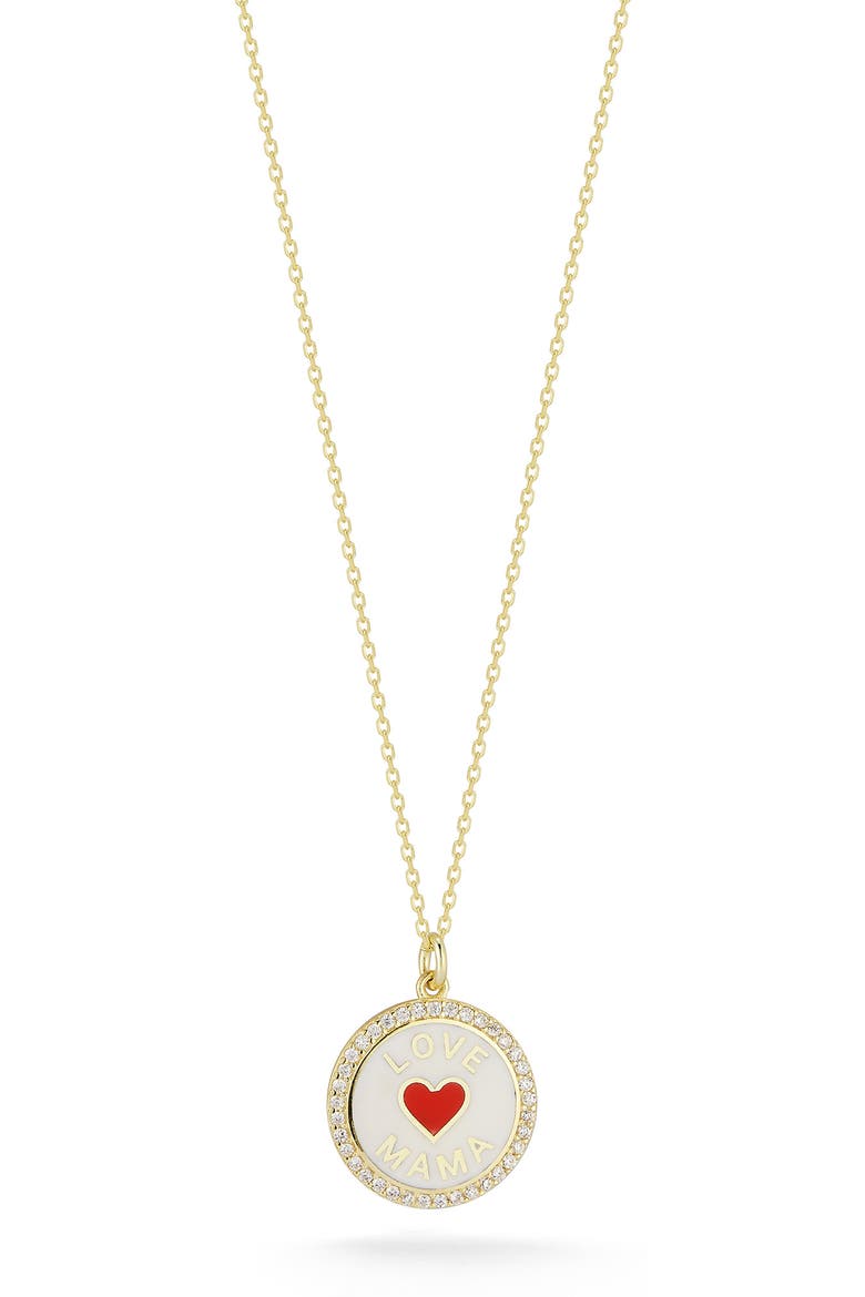 Pavé CZ Enamel Pendant Necklace, Main, color, GOLD