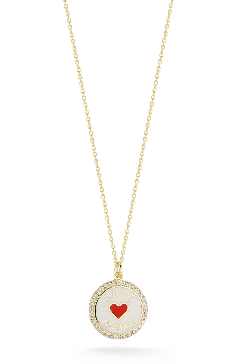 SPHERA MILANO Pavé CZ Enamel Pendant Necklace, Main, color, Gold