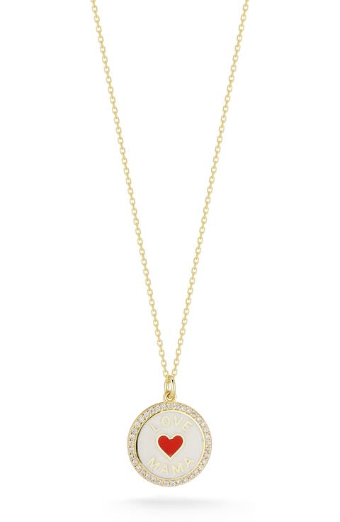 Pavé CZ Enamel Pendant Necklace