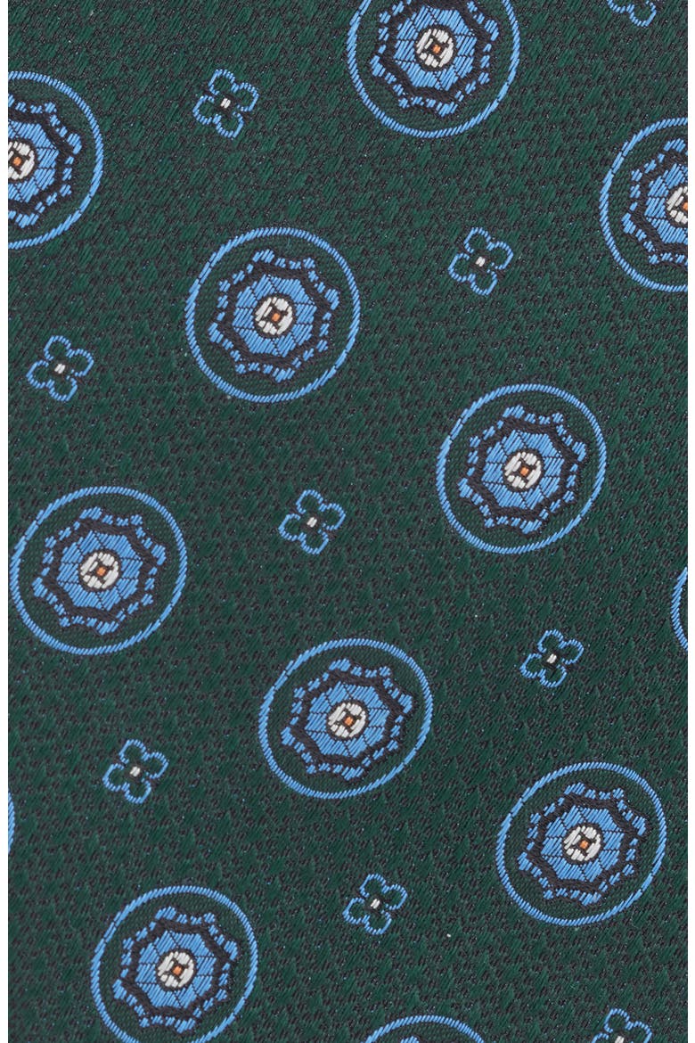Medallion Silk Tie, Alternate, color, GREEN