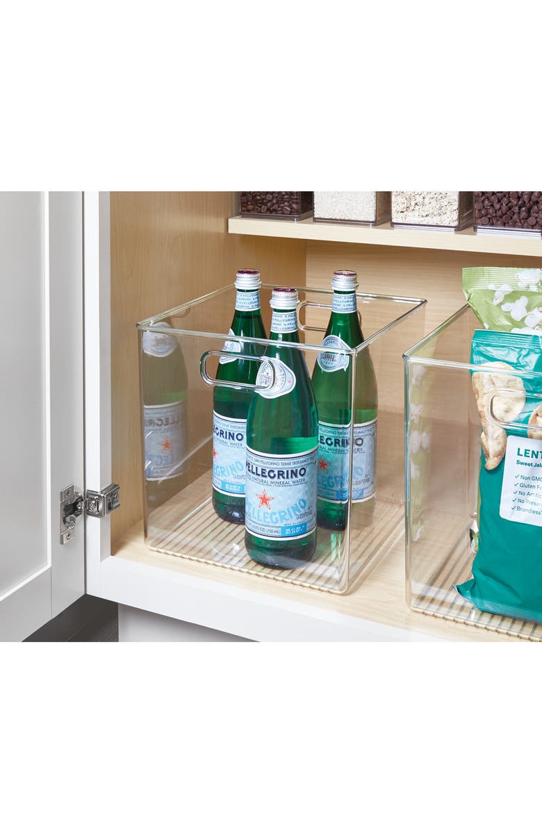 iDesign Linus Small Cube Storage Bin with Handles, Set of 4, Clear, Alternate, color, Clear