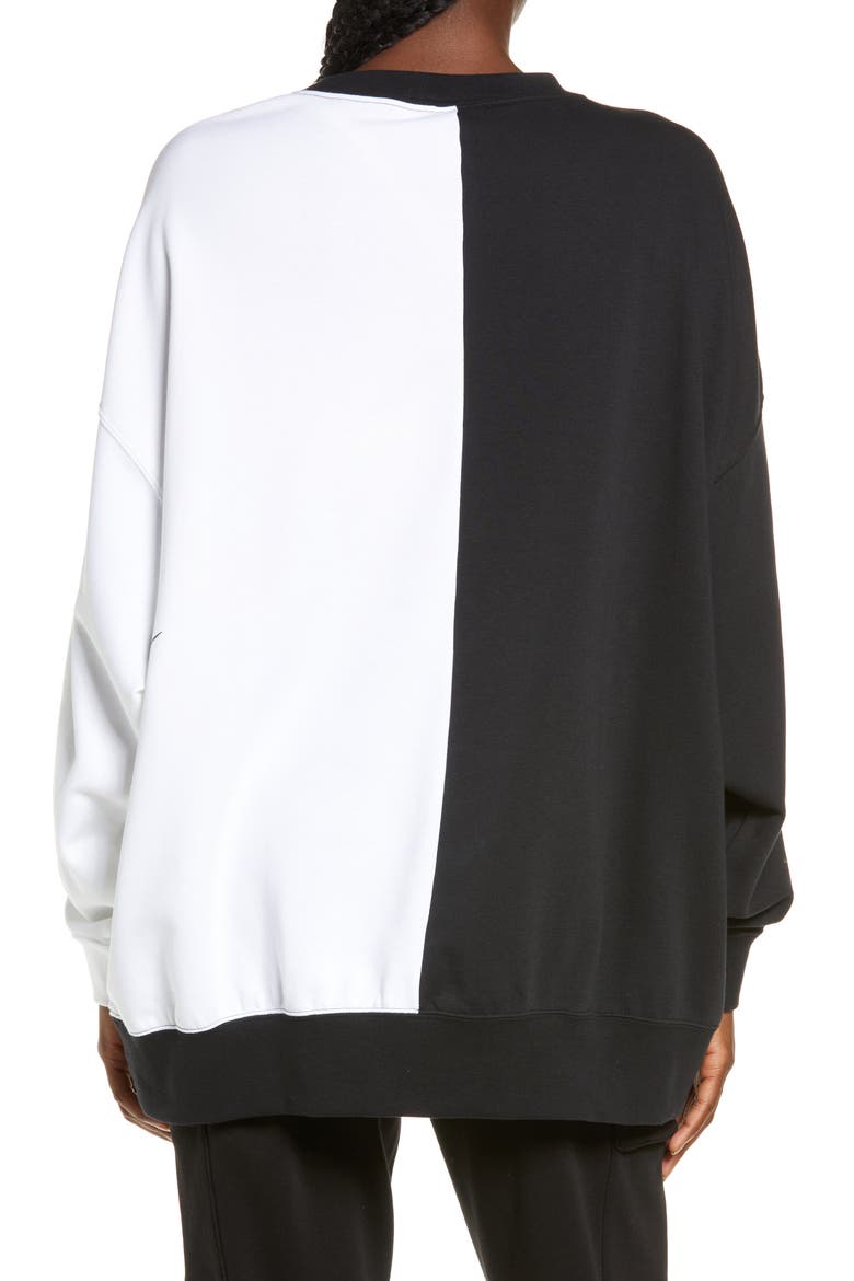 Sportswear Oversize Colorblock Crewneck Sweatshirt, Alternate, color, BLACK/ WHITE
