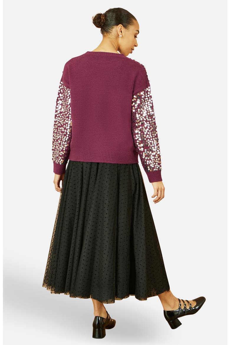 Sequin Relaxed Fit Sweater, Alternate, color, Burgundy
