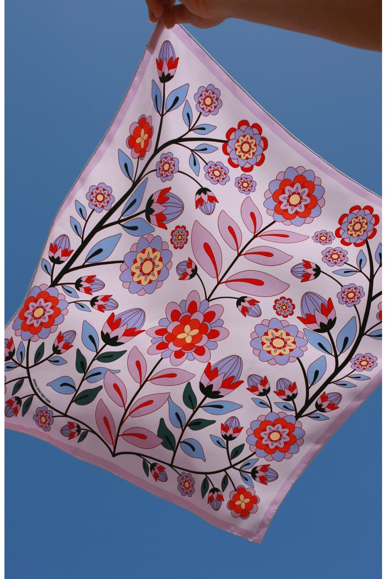 Double Sided Silk Scarf Of Pink Garden, Alternate, color, Pink