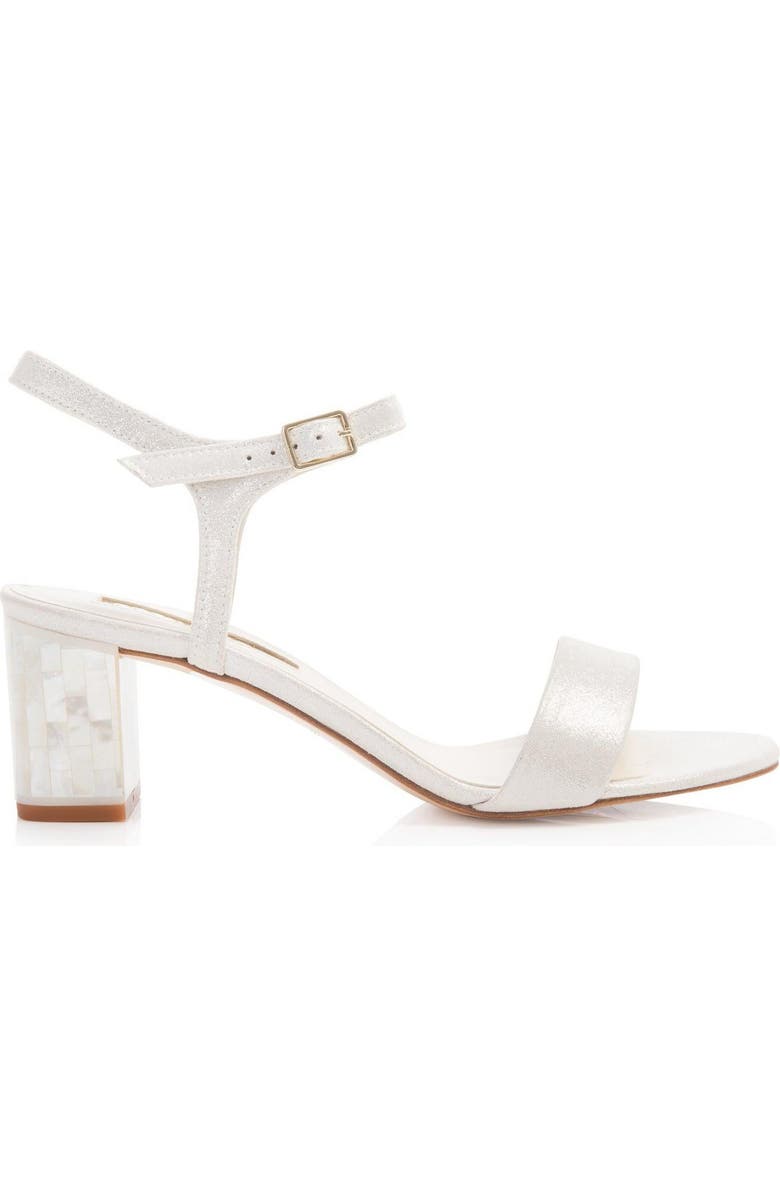 Freya Rose Martina Midi Ivory Ankle Strap Pearl Heel Sandal, Main, color,