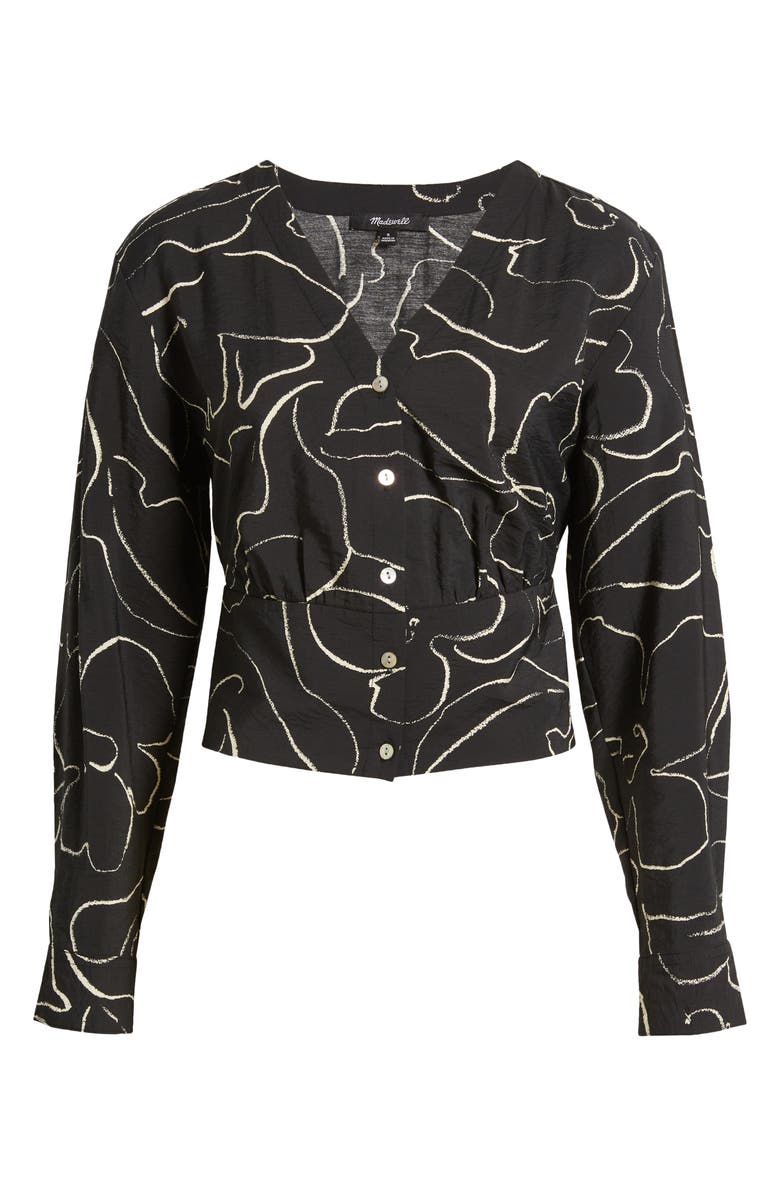 Madewell Lusterweave V-Neck Button-Front Shirt, Alternate, color, True Black