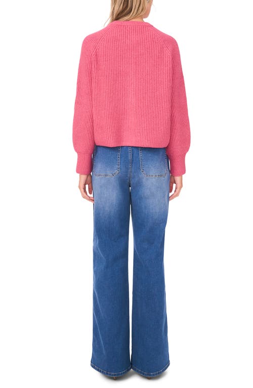 Vince Camuto Saddle Raglan Sleeve Rib Cardigan In Pink