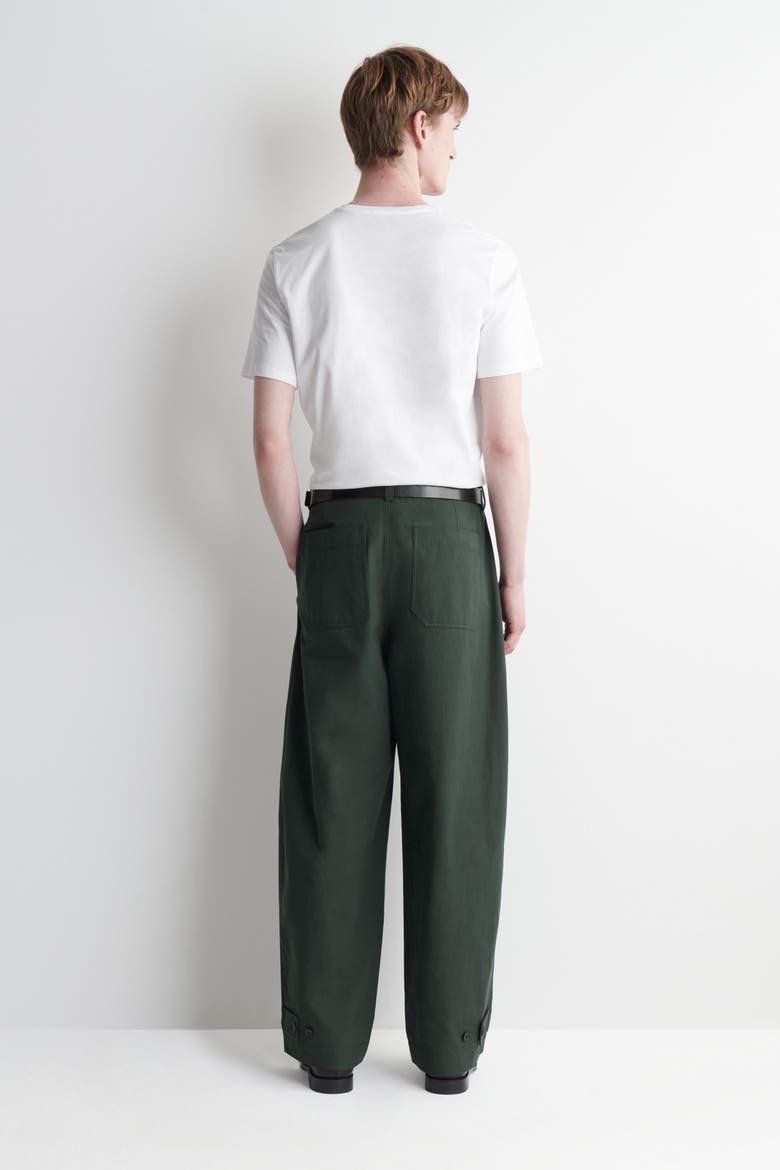 Cotton Relaxed-fit Barrel-leg Utility Pants, Alternate, color, DARK GREEN