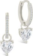 Sterling Forever Eugenia Heart Drop Huggie Hoop Earrings