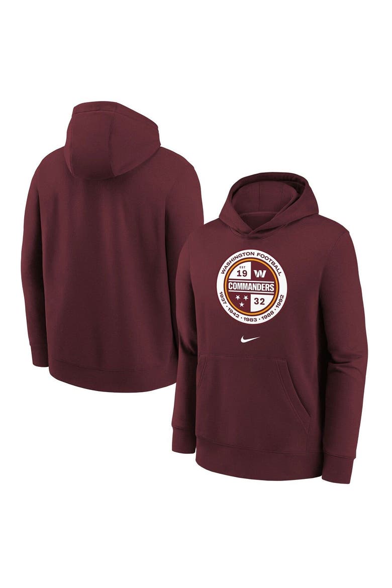 Youth Nike Burgundy Washington Commanders Alternate Logo Pullover Hoodie, Main, color, Burgundy
