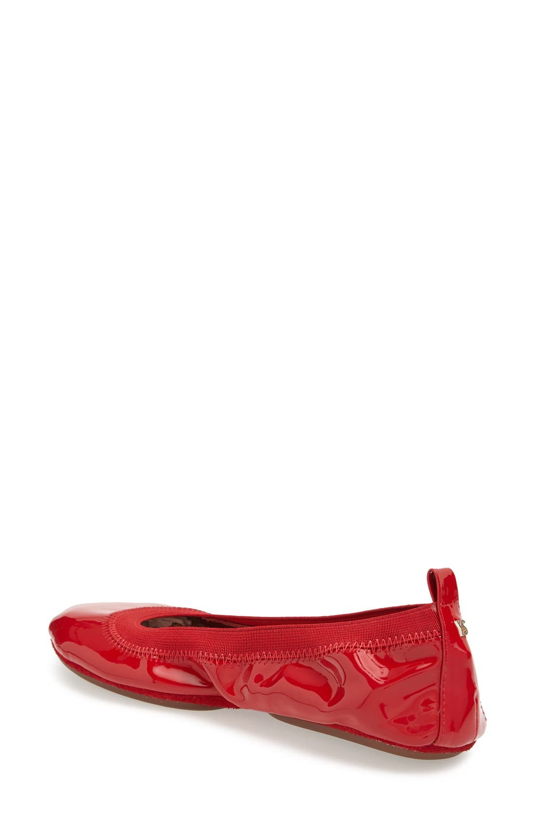 'Samara' Foldable Patent Leather Ballet Flat, Alternate, color, CHILI RED
