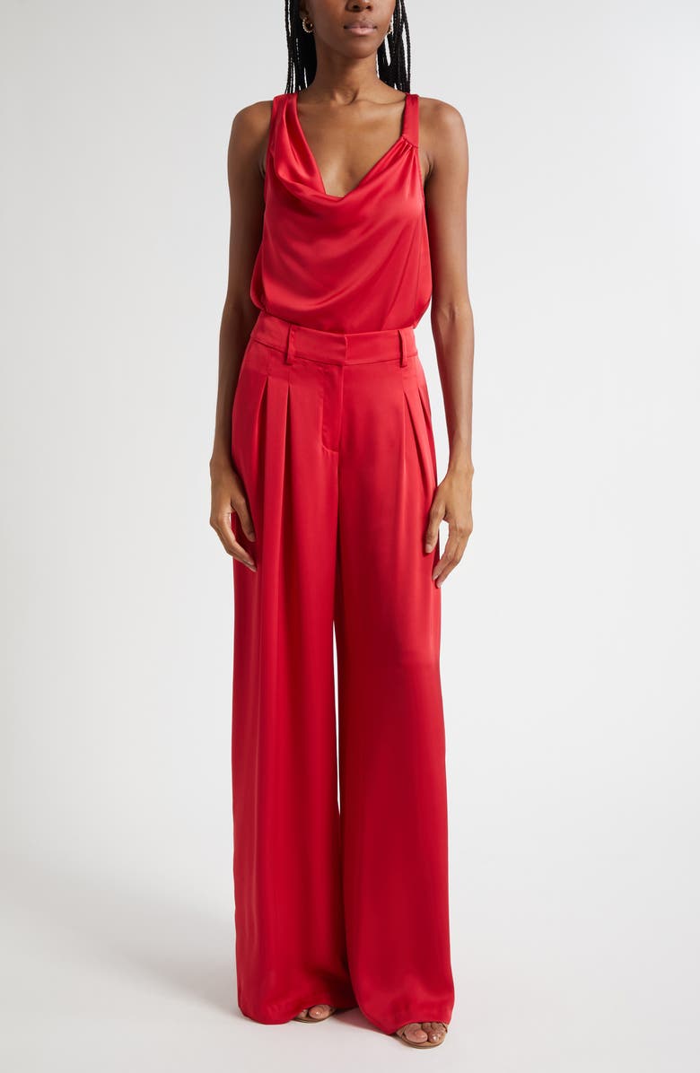 Ramy Brook Oscar Pleated Pants, Alternate, color, Scarlet Red