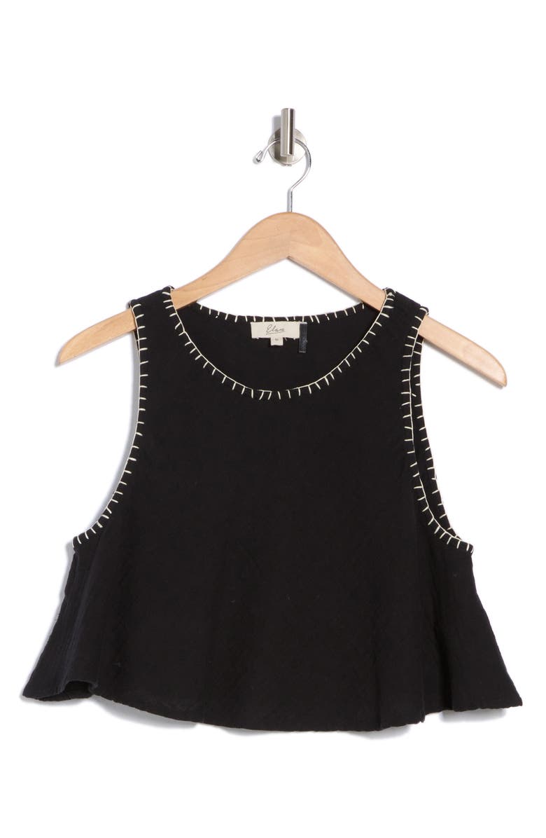 Elan Flowy Cotton Cover-Up Tank, Alternate, color, Black