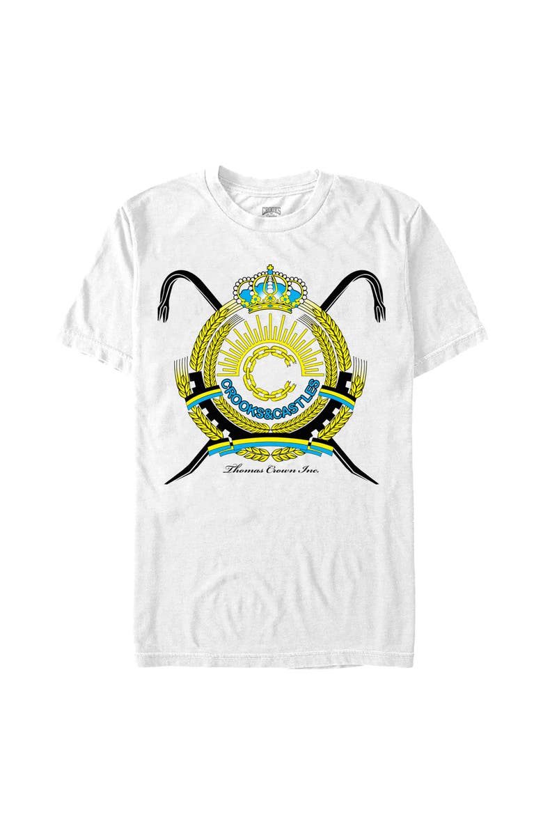 Crooks & Castles Men's Crooks & Castles Thomas Crown Inc. Coat of Arms Graphic T-Shirt, Main, color, White