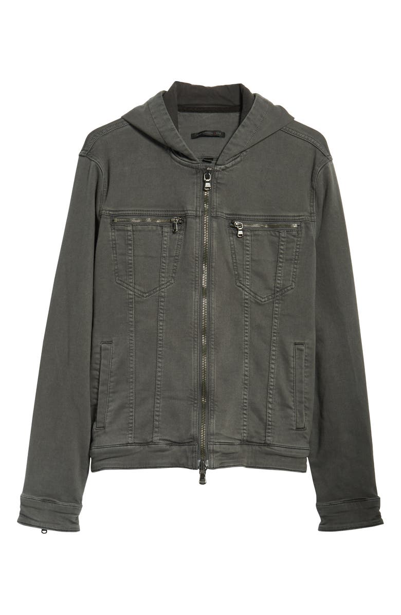 John Varvatos Hooded Denim Jacket, Alternate, color, Shark Grey