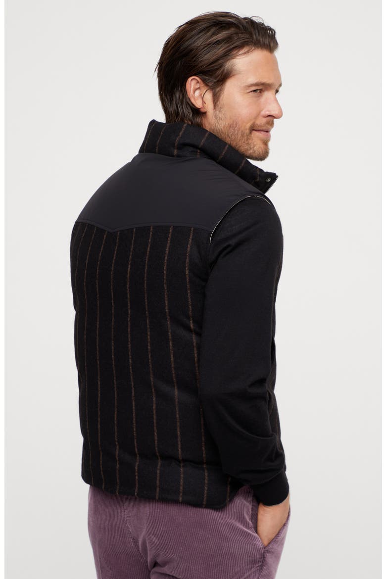 Chalk stripe down vest, Alternate, color, Black