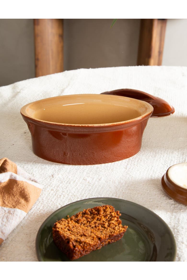 Vintage Oval Lidded Baking Dish with Lid, Alternate, color, Red