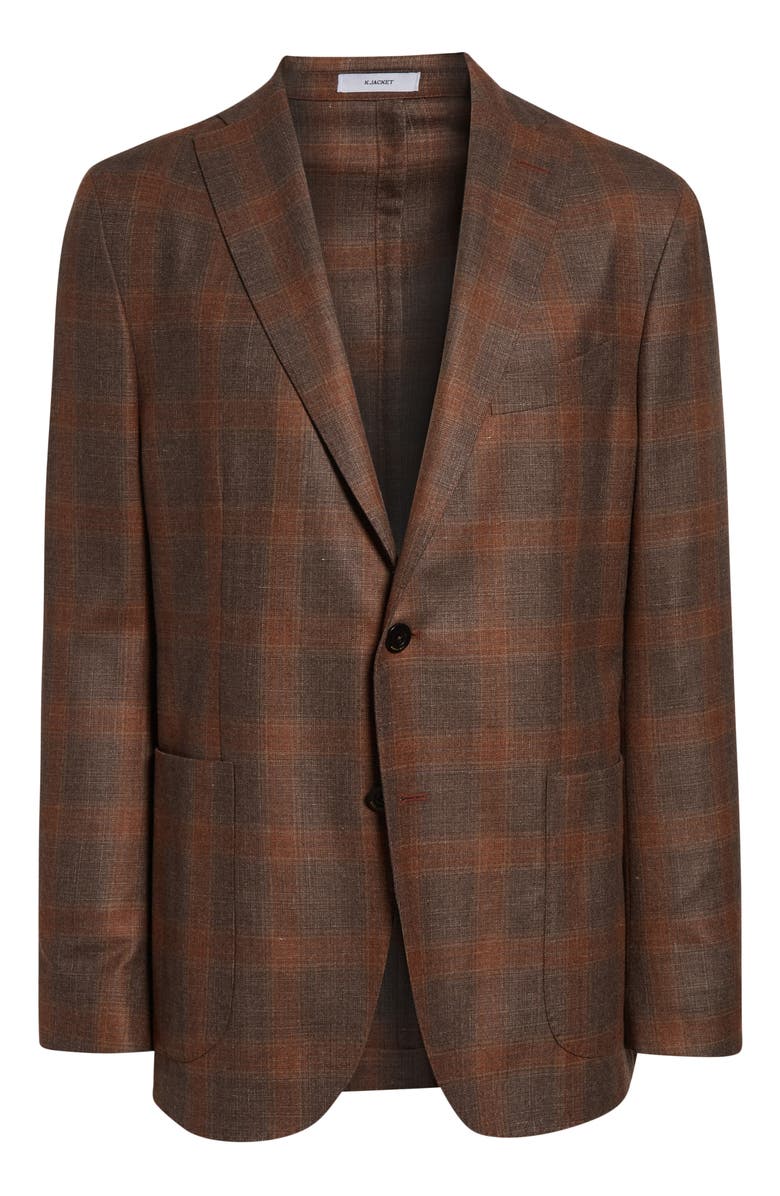 Boglioli K-Jacket Check Wool, Silk & Linen Sport Coat, Alternate, color, Rust