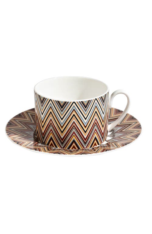 Missoni Home Tableware Tea Cup & Saucer Zig Zag Set Of 2 In Multi